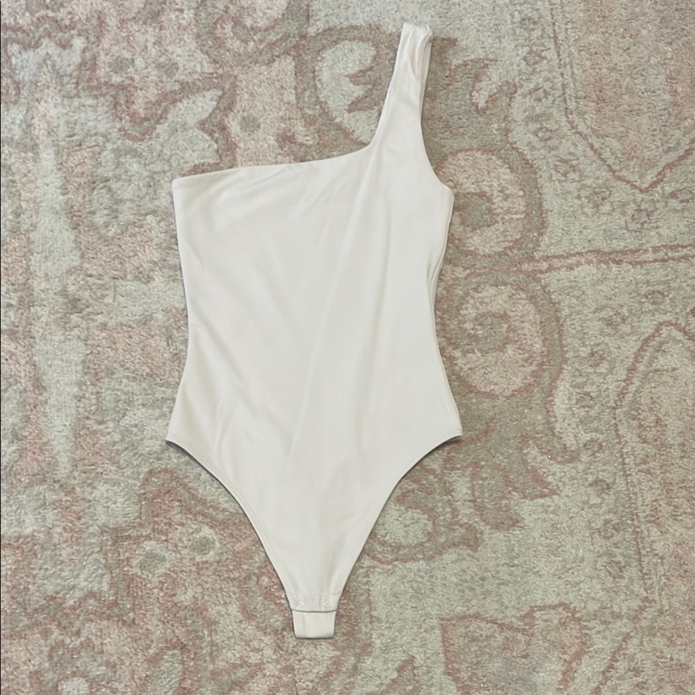 White One-Shoulder Thong Bodysuit
